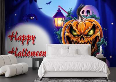 halloween background with pumpkins Wall mural