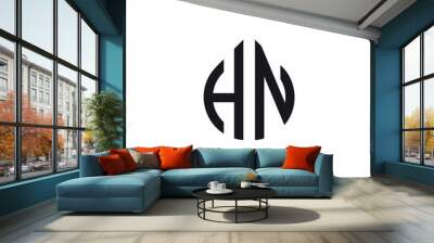 initial HN letter with shield style logo template vector Wall mural