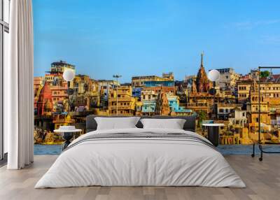 Morning view at holy ghats of Varanasi, India Wall mural