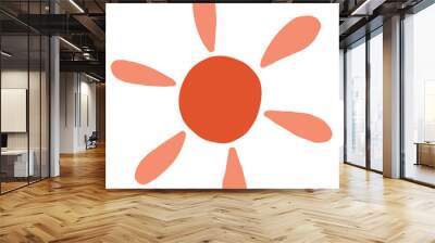 illustration of red cute sunny Wall mural