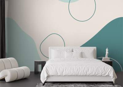 Abstract background with organic flowing shapes and freehand drawn lines. Modern minimalist design in scandinavian style. Vector illustration in pastel colors. Wall mural