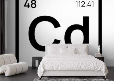 Cadmium chemical element of the periodic table. Vector isolated symbol Cd Wall mural