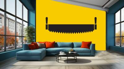 Two-handed saw vector icon. Object on a yellow background Wall mural