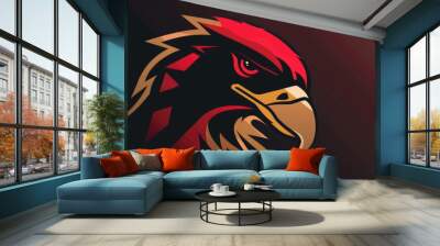 A red and black eagle head logo with a gold beak. AIG51A. Wall mural