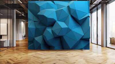 Abstract blue 3D extruded voronoi blocks background. Generative AI AIG21. Wall mural