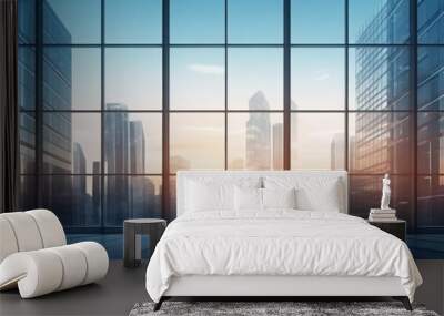 abstract business interior double exposure modern office background comeliness Wall mural