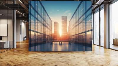 abstract business interior double exposure modern office background comeliness Wall mural