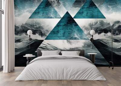 abstract ocean background with geometry shapes and water waves tide comeliness Wall mural