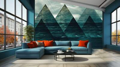 abstract ocean background with geometry shapes and water waves tide comeliness Wall mural