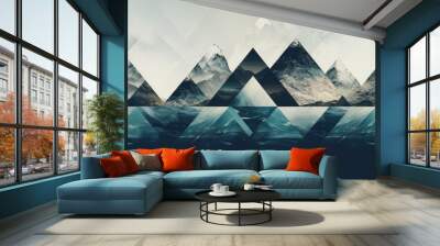 abstract ocean background with geometry shapes and water waves tide comeliness Wall mural