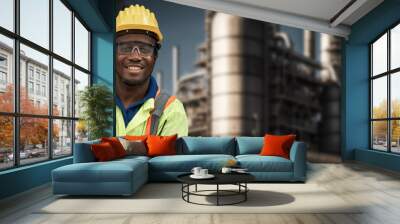 An industry worker portrait at workplace, exceptional industrial job occupation Wall mural