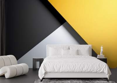 background of three colors modern design, black, white and yellow. 3d illustration of exuberant. gen Wall mural