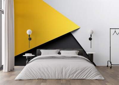 Background of three colors modern design, black, white and yellow. 3D illustration of exuberant. generative AI Wall mural