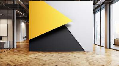 Background of three colors modern design, black, white and yellow. 3D illustration of exuberant. Wall mural