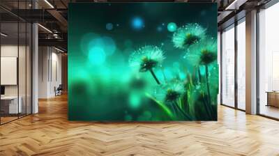 Beautiful abstract green night photo floral design background banner. beautiful Generative AI AIG32 Wall mural