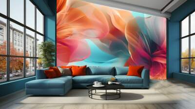 beautiful abstract teal pink orange transparent floral design background. beautiful Generative AI AIG32 Wall mural