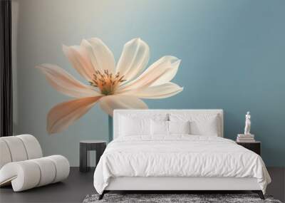 beautiful blossom orange and teal flower and fresh spring morning nature on isolated background. pic Wall mural