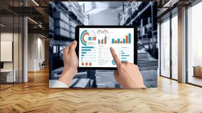 Business data dashboard provide business intelligence analytic for marketing strategy planning snugly with big data set to analyze customer demands and foreseeing business future Wall mural