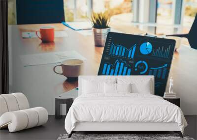 Business visual data analyzing technology by creative computer software Wall mural