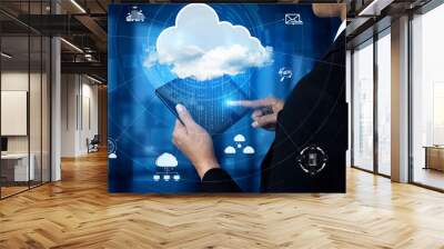 Cloud computing technology and online data storage for business network concept. Wall mural