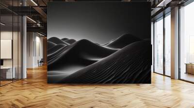 Contemporary minimalistic abstract dark black geometric landscape design for wallpaper or background. Superb Generative AI. Wall mural