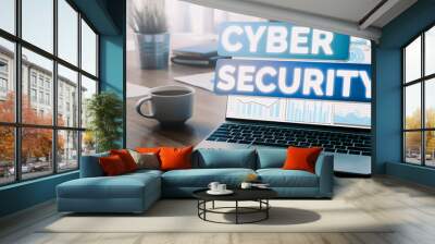 Cyber Security and Digital Data Protection Concept. Icon interface showing secure firewall technology for online data access defense against hacker, virus and insecure information for privacy. uds Wall mural