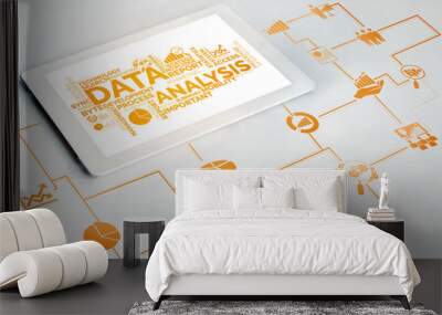 Data Analysis for Business and Finance Concept. Graphic interface showing future computer technology of profit analytic, online marketing research and information report for digital business strategy. Wall mural