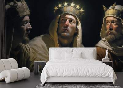 Epiphany is celebrated by the charming Three Kings. superlative generative AI image. Wall mural