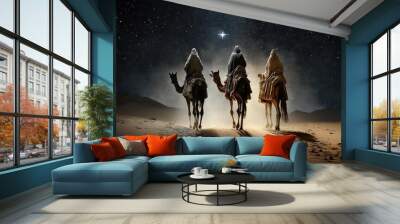 Epiphany is celebrated by the charming Three Kings. superlative generative AI image. Wall mural