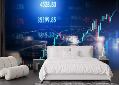 finance and money technology background concept of business prosperity and asset management . creati Wall mural