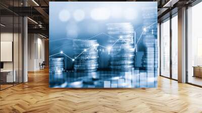 Finance and money technology background concept of business prosperity and asset management . Creative graphic show economy and financial growth by investment in valuable asset to gain wealth profit . Wall mural