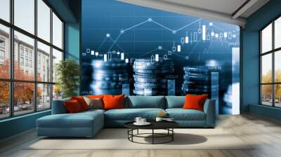 Finance and money technology background concept of business prosperity and asset management . Creative graphic show economy and financial growth by investment in valuable asset to gain wealth profit . Wall mural