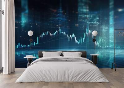 Financial data graph chart report statistic marketing research development planning management strategy analysis accounting. Financial business technology hologram concept. Comeliness Wall mural