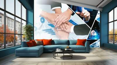 Futuristic business digital financial data technology concept for future big data analytic and business intelligence research for businessman analyst invest decisions making panoramic banner vexel Wall mural