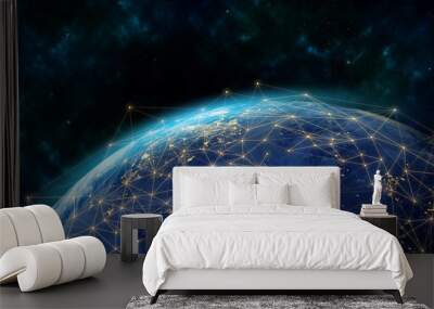 Global network modern creative telecommunication and internet connection. Concept of 5G wireless digital connection and internet of things future. Wall mural