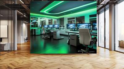 Inspiring office interior design Tech-inspired style Corporate Office featuring High-tech equipment architecture. Generative AI AIG 31. Wall mural