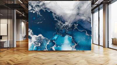 Marble ink abstract art from exquisite original painting for abstract background . Painting was painted on high quality paper texture to create smooth marble background pattern of ombre alcohol ink . Wall mural