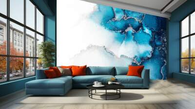 Marble ink abstract art from exquisite original painting for abstract background . Painting was painted on high quality paper texture to create smooth marble background pattern of ombre alcohol ink . Wall mural