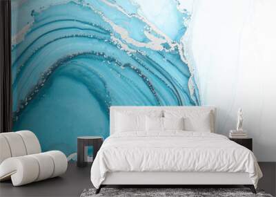 Marble ink abstract art from meticulous original painting abstract background . Painting was painted on high quality paper texture to create smooth marble background pattern of ombre alcohol ink . Wall mural