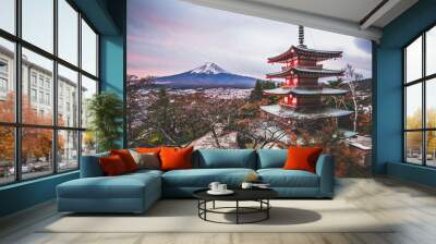 Mount Fuji, Chureito Pagoda in Autumn Wall mural