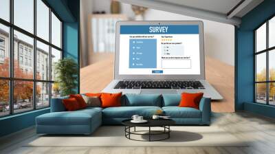 Online survey form for modish digital information collection on the internet network Wall mural