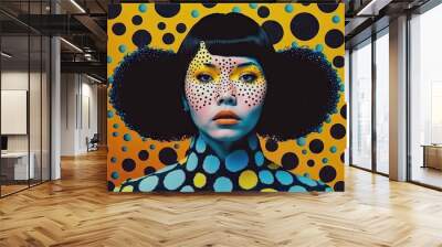 Pointillism magic surreal psychedelic avant-garde art beautiful woman. Generative AI AIG15. Wall mural