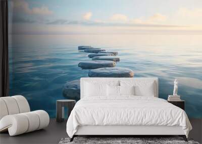 Stepping stones lead the way to a brighter future. Wall mural