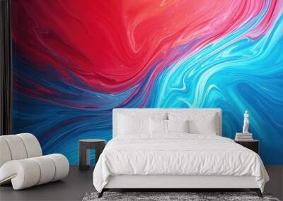 The abstract picture of the two colours between blue and red colour that has been mixing with each other in the form of the ink or liquid to become beautifully view of this abstract picture. AIGX01. Wall mural