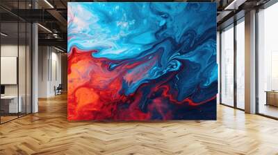 The abstract picture of the two colours between blue and red colour that has been mixing with each other in the form of the ink or liquid to become beautifully view of this abstract picture. AIGX01. Wall mural