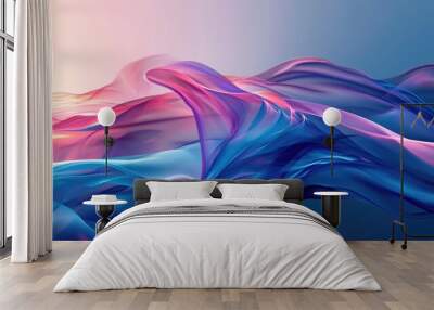 The abstract picture of the two colours of blue and pink colours that has been created form of the waving shiny smooth satin fabric that curved and bend around this beauty abstract picture. AIGX01. Wall mural