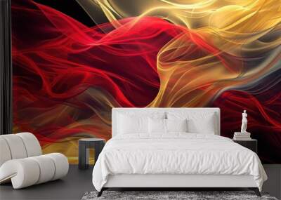 The abstract picture of the two colours of red and gold colours that has been created form of the waving shiny smooth satin fabric that curved and bend around in this beauty abstract picture. AIGX01. Wall mural