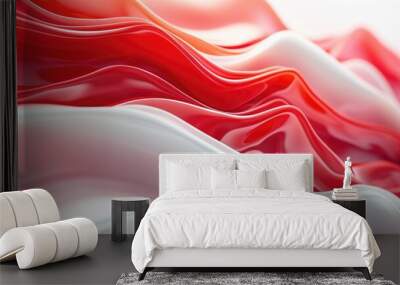 The abstract picture of the two colours of red and silver colours that has been created form of the waving shiny smooth satin fabric that curved and bend around this beauty abstract picture. AIGX01. Wall mural