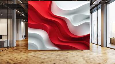 The abstract picture of the two colours of red and silver colours that has been created form of the waving shiny smooth satin fabric that curved and bend around this beauty abstract picture. AIGX01. Wall mural