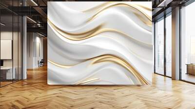 The abstract picture of the two colours of white and gold colours that has been created form of the waving shiny smooth satin fabric that curved and bend around this beauty abstract picture. AIGX01. Wall mural